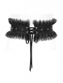 Black Gothic Buckle Ruffled Lace Girdle for Women