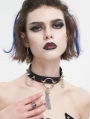 Black Gothic Punk Metal Ring Leather Choker