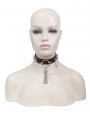 Black Gothic Punk Metal Ring Leather Choker