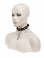 Black Gothic Punk Metal Ring Leather Choker