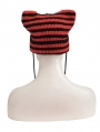 Black and Red Gothic Grunge Striped Crochet Cat Beanie Hat