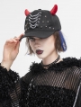 Black and Red Devil Horns Gothic Punk Studded Peaked Cap