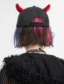 Black and Red Devil Horns Gothic Punk Studded Peaked Cap