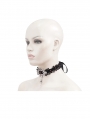 Black Vintage Gothic Silver Cross Pendant Jeweled Lace Choker