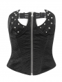 Black Sexy Gothic Punk Rivet Cutout Overbust Corset Top for Women