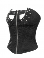 Black Sexy Gothic Punk Rivet Cutout Overbust Corset Top for Women