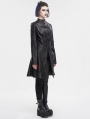 Black Gothic Punk Buckle Straps Mid-length Coat for Women