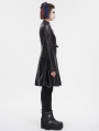 Black Gothic Punk Buckle Straps Mid-length Coat for Women