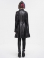 Black Gothic Punk Buckle Straps Mid-length Coat for Women