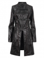 Black Gothic Punk Buckle Straps Mid-length Coat for Women