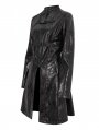 Black Gothic Punk Buckle Straps Mid-length Coat for Women