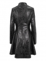 Black Gothic Punk Buckle Straps Mid-length Coat for Women