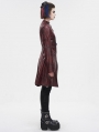 Red Gothic Punk Buckle Straps Mid-length Coat for Women