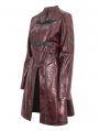 Red Gothic Punk Buckle Straps Mid-length Coat for Women