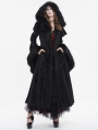 Black Gothic Vintage Fur Warm Hooded Long Cape Coat for Women