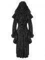 Black Gothic Vintage Fur Warm Hooded Long Cape Coat for Women