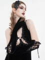 Black Gothic Vintage Full Finger Velvet Lace-Up Gloves