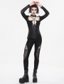 Black Gothic Casual Hollow Out Lace-Up Leggings for Women