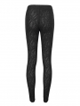Black Gothic Casual Hollow Out Lace-Up Leggings for Women
