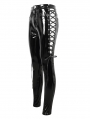 Black Gothic Punk Skinny Side Hollow Leather Pants for Women