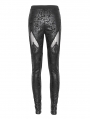 Black Gothic Brocade Pattern Hollow out Leggings for Women