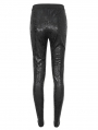 Black Gothic Brocade Pattern Hollow out Leggings for Women