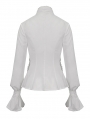 White Gothic Retro Ruffles Long Sleeve Shirt for Women