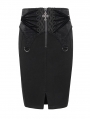 Black Vintage Elegant Gothic Front Short Slit Midi Skirt