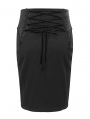 Black Vintage Elegant Gothic Front Short Slit Midi Skirt
