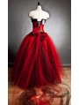 Red and Black Romantic Gothic Corset Prom Gown