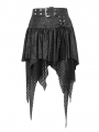 Black Gothic Punk Net Splicing Pleated Irregular Skirt