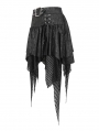 Black Gothic Punk Net Splicing Pleated Irregular Skirt