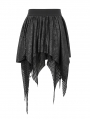 Black Gothic Punk Net Splicing Pleated Irregular Skirt