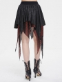 Black and Red Gothic Punk Net Splicing Pleated Irregular Skirt