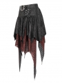 Black and Red Gothic Punk Net Splicing Pleated Irregular Skirt
