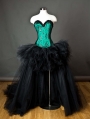 Green and Black Romantic Gothic Burlesque Corset High-Low Prom Dress