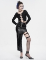 Black Gothic Sexy Chain Lace-Up Long Sleeve Crop Top for Women