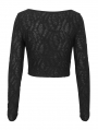 Black Gothic Sexy Chain Lace-Up Long Sleeve Crop Top for Women