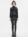 Black Gothic Punk Studded Underbust Corset Style Waistcoat for Women