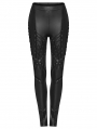 Black Gothic Punk Symmetrical Slim Fit Long Leather Pants for Women