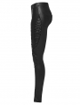 Black Gothic Punk Symmetrical Slim Fit Long Leather Pants for Women