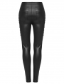 Black Gothic Punk Symmetrical Slim Fit Long Leather Pants for Women