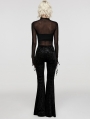 Black Gothic Vintage Dark Jacquard Long Flare Pants for Women