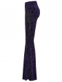 Violet Gothic Vintage Dark Jacquard Long Flare Pants for Women