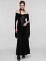 Black Vintage Gothic Gorgeous Velvet Lace Applique Long Party Dress