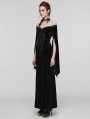 Black Vintage Gothic Gorgeous Velvet Lace Applique Long Party Dress