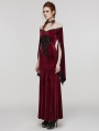 Red Vintage Gothic Gorgeous Velvet Lace Applique Long Party Dress