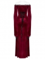 Red Vintage Gothic Gorgeous Velvet Lace Applique Long Party Dress
