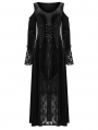 Black Gothic Cold Shoulder Velvet Long Floral Lace Dress