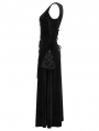 Black Gothic Cold Shoulder Velvet Long Floral Lace Dress